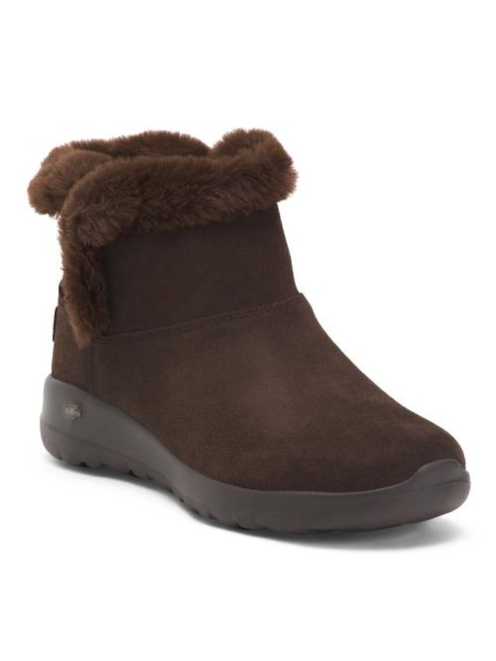 SKECHERS Suede Chugga Booties With Faux Fur Trim